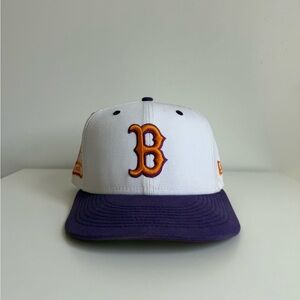 White and Purple Fitted Baseball Cap